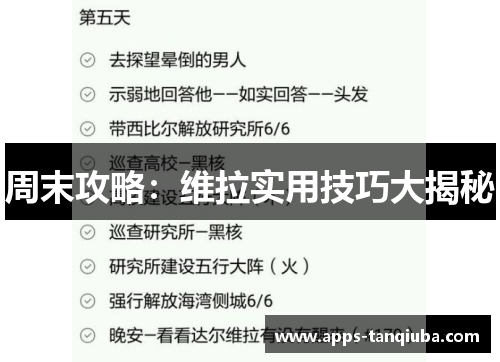 周末攻略：维拉实用技巧大揭秘